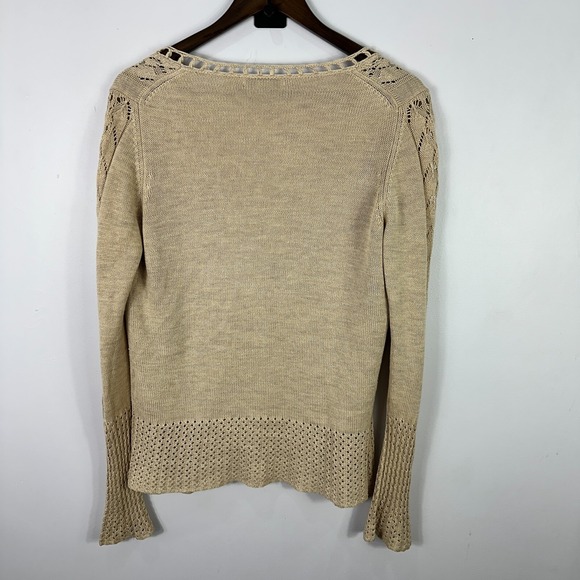 Banana Republic Open Front Cardigan Sweater Womens Medium Beige Silk Clean Girl - Picture 2 of 8